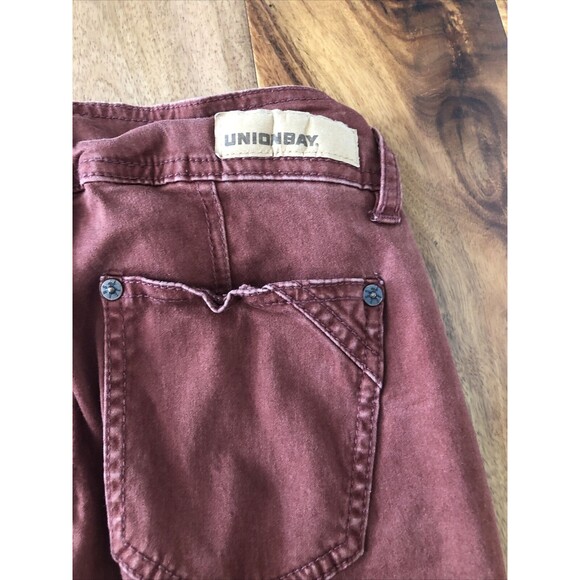 Union Bay Juniors High Rise Size 3 Maroon Red Rust Skinny Denim Jeans VGT - Picture 5 of 5